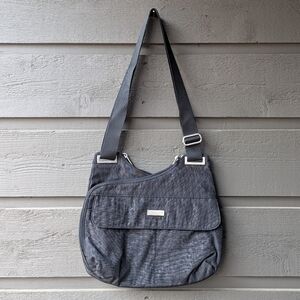 Baggallini Black Leopard Pattern Adjustable Crossbody Bag 100% Nylon Travel